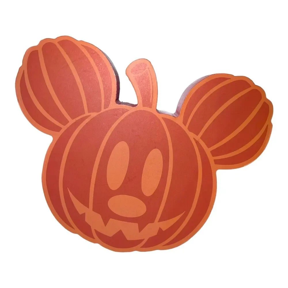 Disney Halloween MICKEY PUMPKIN Ears Head Plaque Sign Wall Decor